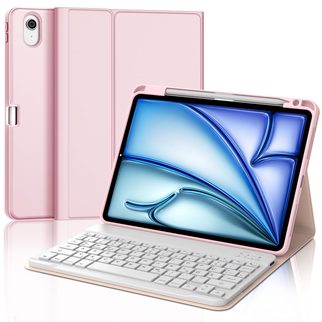 IVEOPPE Tastatur für iPad Air 11” M4 2026/M3 2025/M2 2024, Schutzhülle mit Stifthalter, Hülle mit Bl