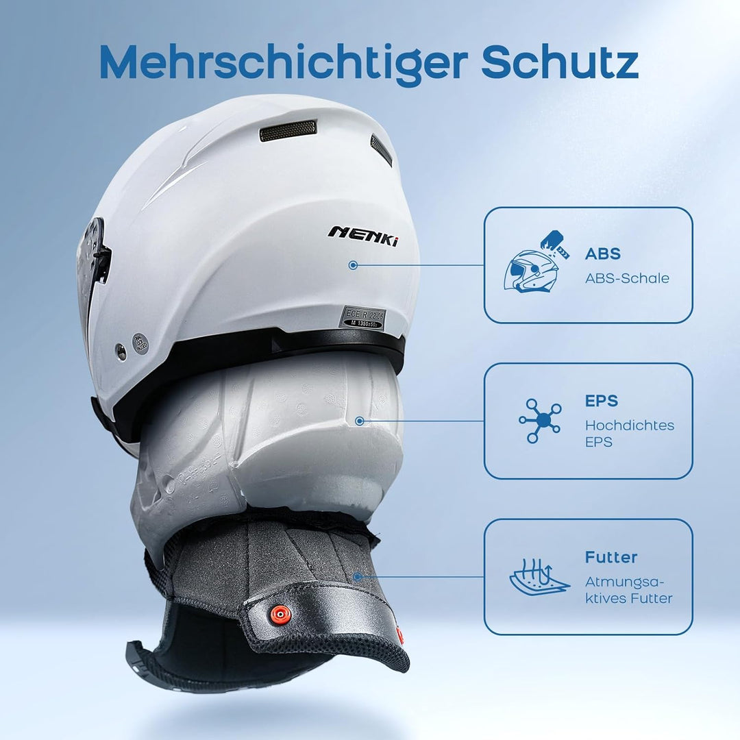 NENKI Jethelme Halbhelme Rollerhelm Sturzhelm Chopper Helm,Motorradhelm ECE 22.06 mit Doppelvisier S