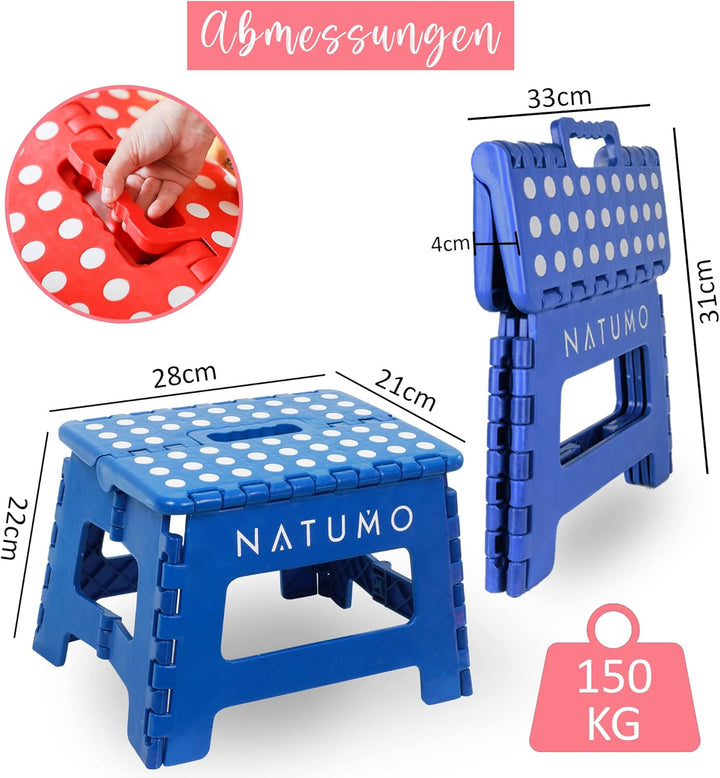 NATUMO® Tritthocker Kinder, Klapphocker faltbar, leichter und Rutschfester Kinder Hocker Bad & Toile