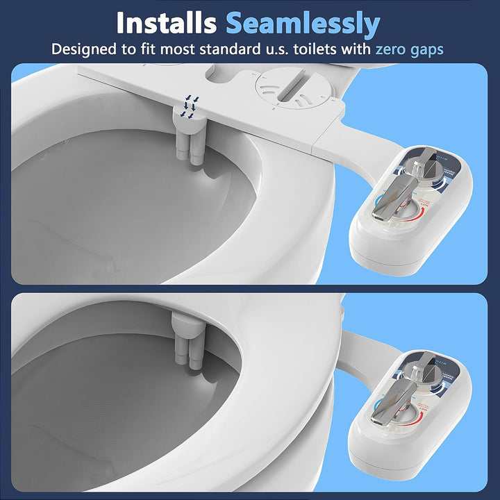 Bidet Aufsatz für Toilette Links, Cold/Heiss Water Bidet Dusch-WC, selbstreinigend, zwei Düsen (Fron