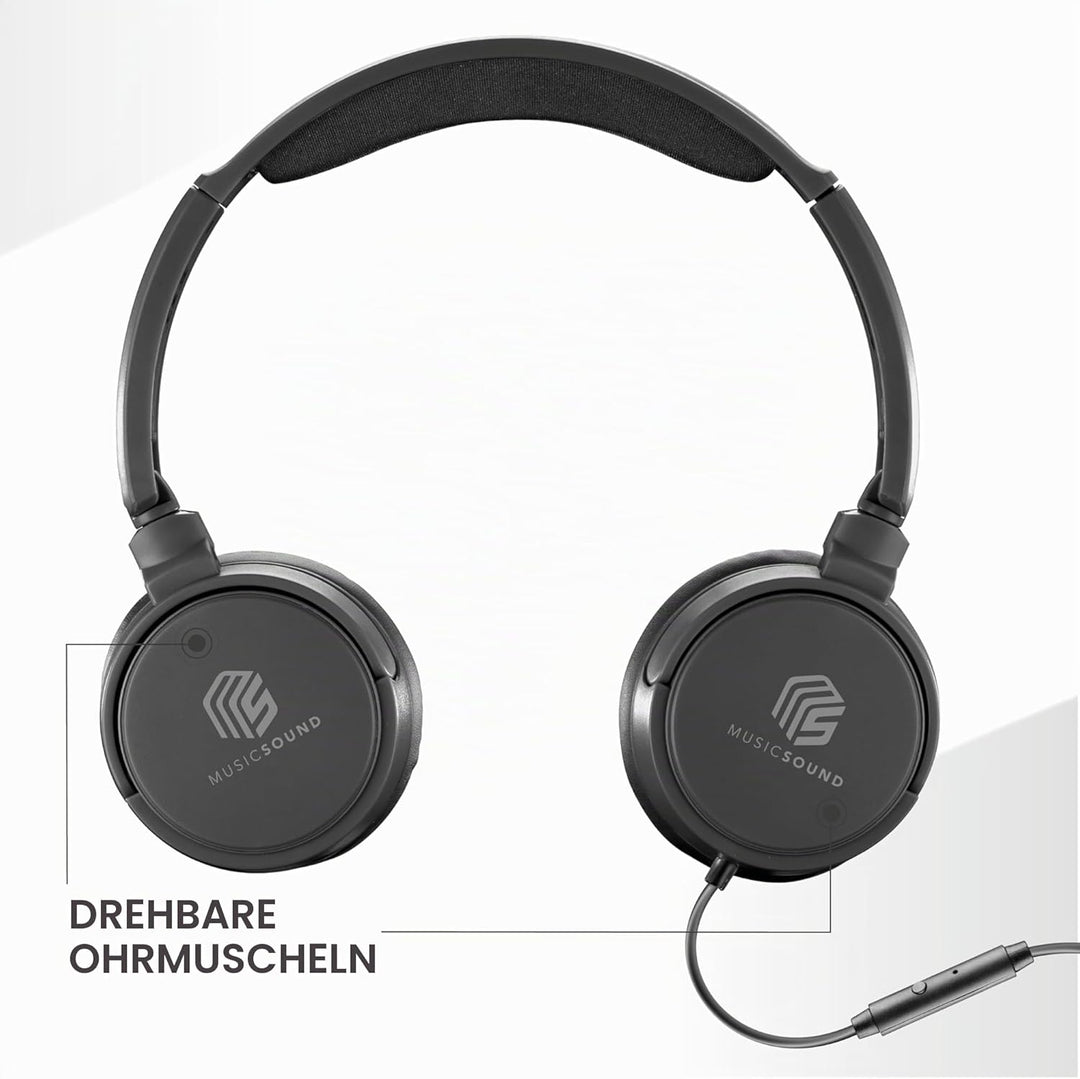 Music Sound | Bügelkopfhörer mit Kabel Over Ear Basic | On-Ear-Kopfhörer Faltbarer Kopfbügel mit 1,2