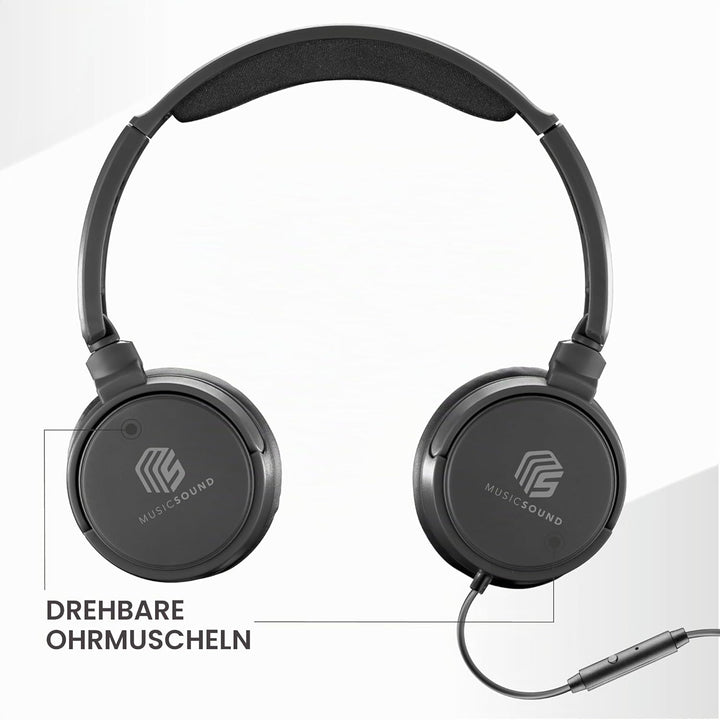 Music Sound | Bügelkopfhörer mit Kabel Over Ear Basic | On-Ear-Kopfhörer Faltbarer Kopfbügel mit 1,2