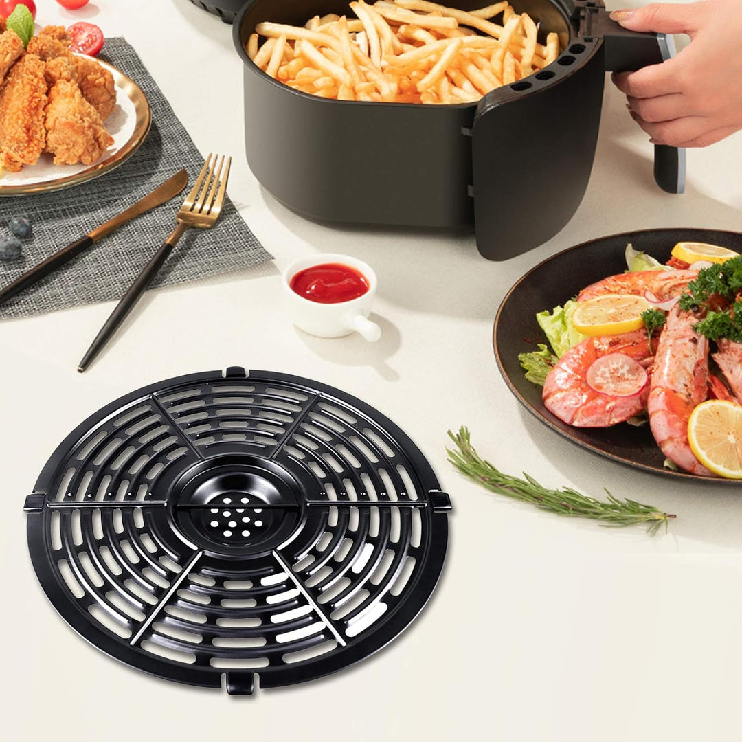 Luftfritteusen-Ersatzteile, Grillpfanne, runde Grillplatte mit Gummi-Stossstangen, Antihaftbeschicht