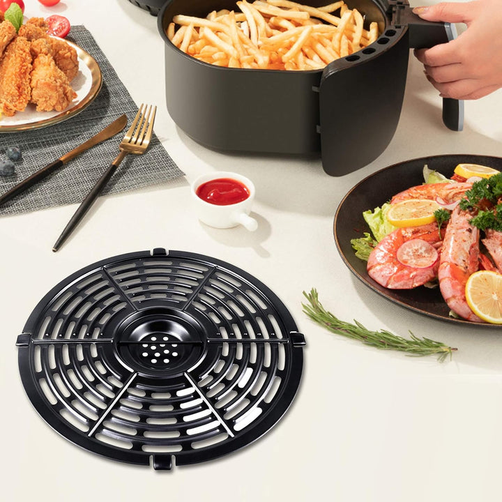 Luftfritteusen-Ersatzteile, Grillpfanne, runde Grillplatte mit Gummi-Stossstangen, Antihaftbeschicht