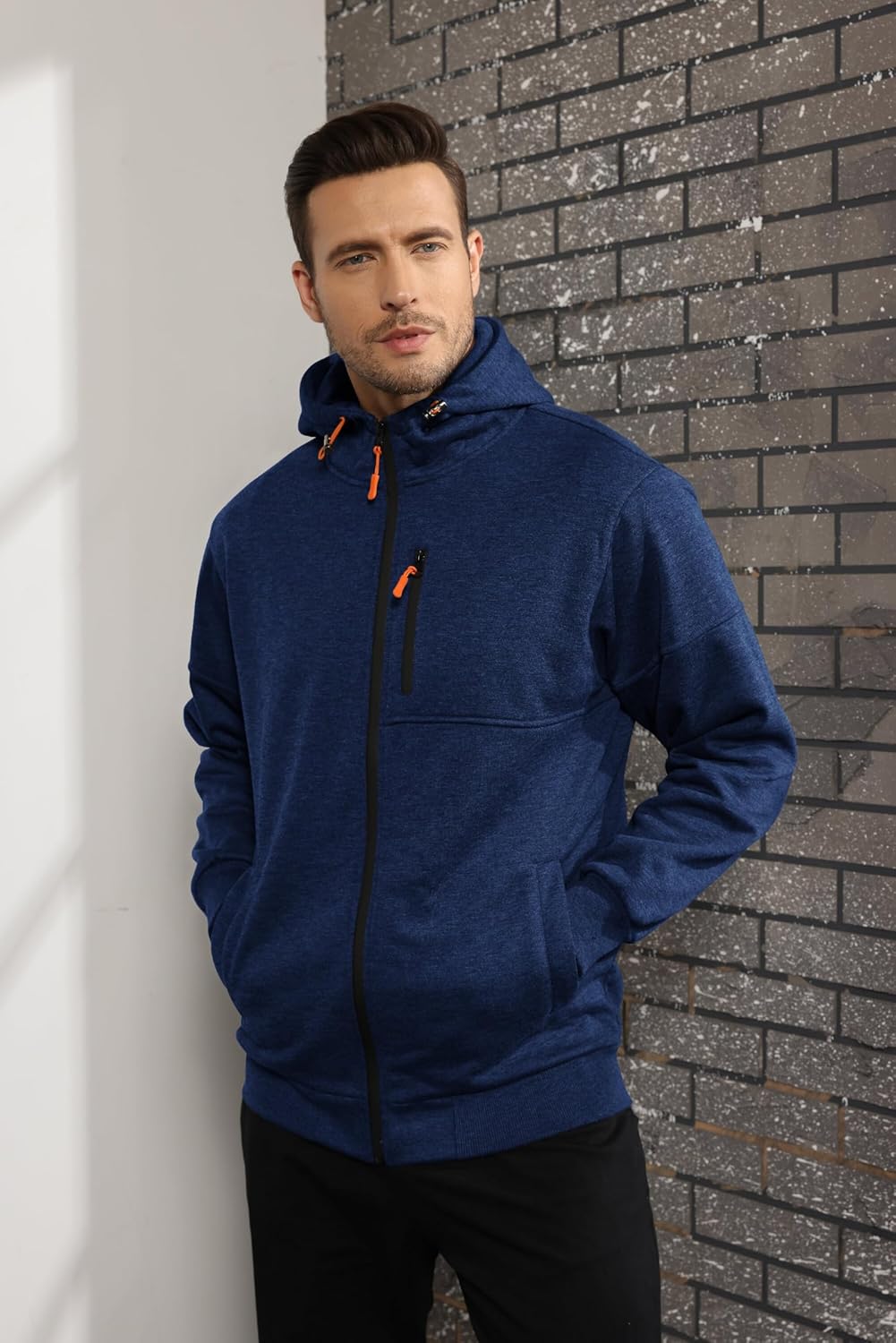 CTU Herren Hoodies Zip Up Langarm Fleece Sweatshirts Hoodies für Männer S-3XL, S Navy