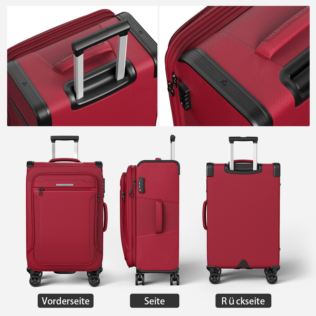 Verage Toledo III | grosser Weichschalen Koffer 82cm Burgundy mit 4 Doppelrollen & TSA-Schloss | mit