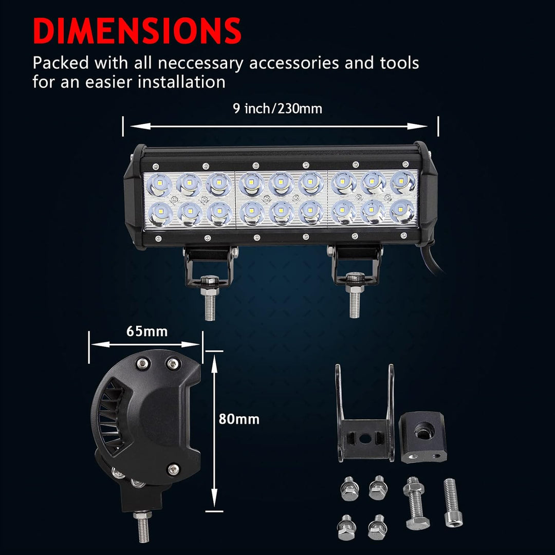Willpower 23 cm 54W Spot LED-Arbeitsleuchte Bar SUV 4WD Fahren Nebelscheinwerfer 9 inch 54W Spot, 9