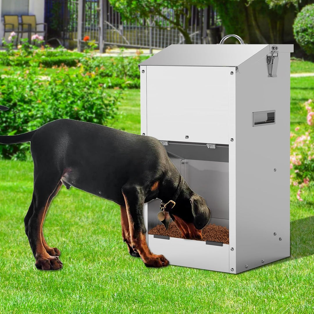 Automatische Hundefütterung 25lbs Grosse Kapazität Edelstahl im Freien und Innenbereich Schwerkraft