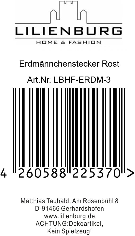 LB H&F Lilienburg Erdmännchen Familie Roststecker Gartenfigur Gartendeko Familie 3er Set Gartensteck