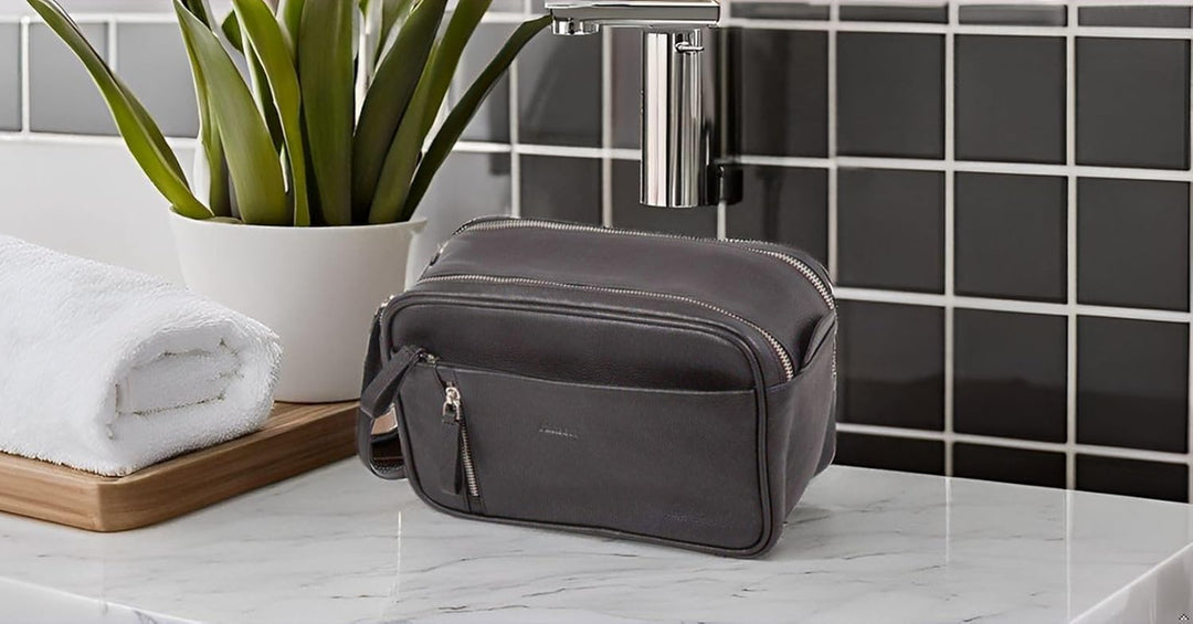 Alassio 47036 - Kulturtasche Salina, Kulturbeutel aus Echtleder, Reisetasche für Herren und Damen mi