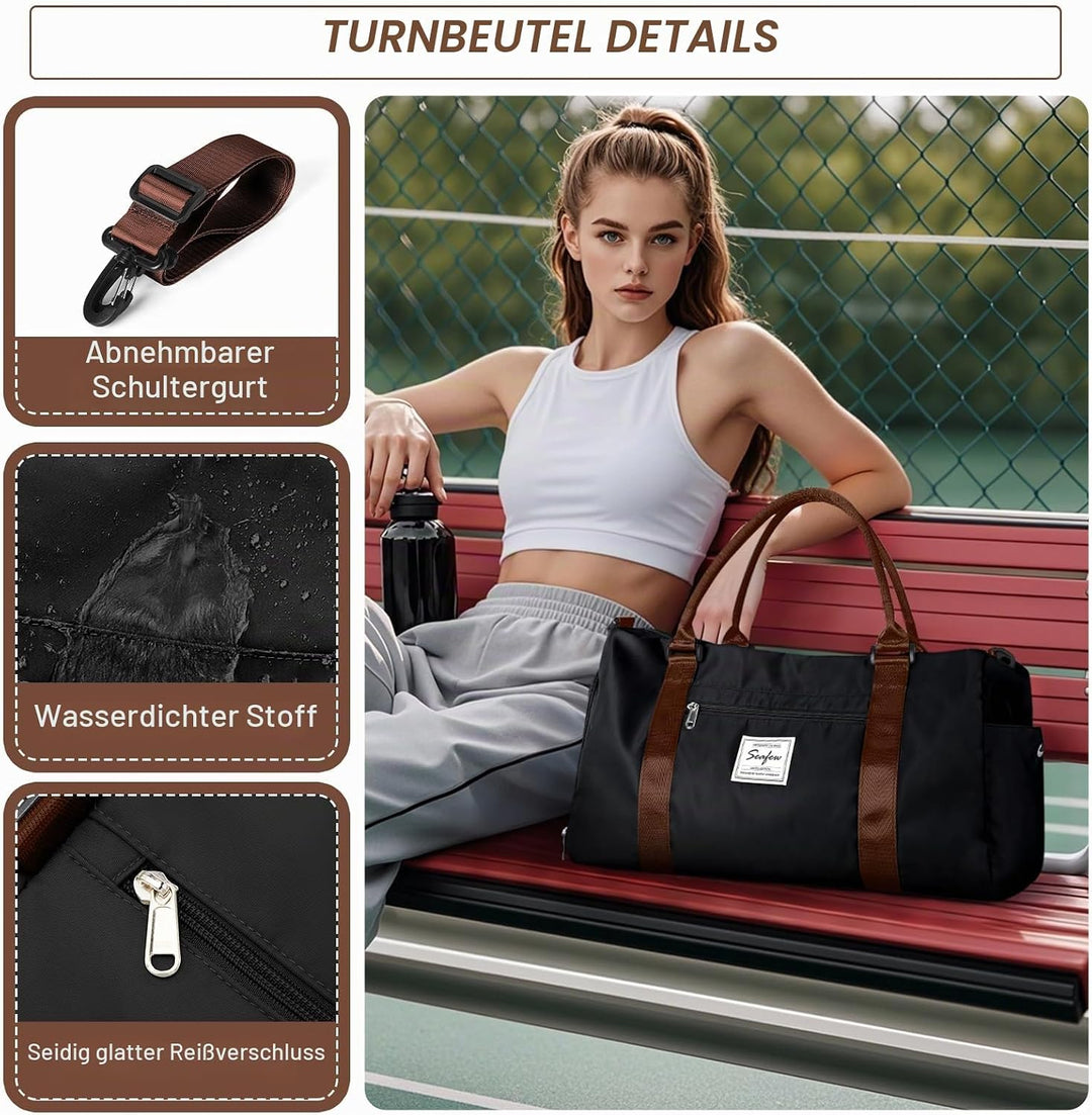 HYC00 Sport Duffel Bag Damen Handgepäck Sporttasche für Damen und Herren mit Nassfach &amp; Schuhfach, R