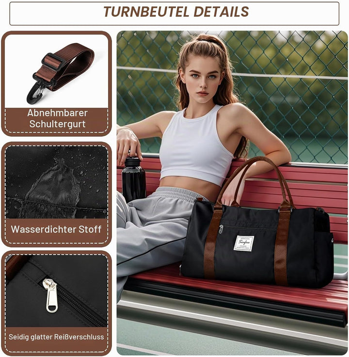 HYC00 Sport Duffel Bag Damen Handgepäck Sporttasche für Damen und Herren mit Nassfach &amp; Schuhfach, R