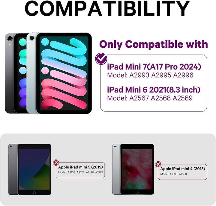 GreenLaw Tastaturhülle für iPad Mini 7 (2024) und Mini 6 (2021) 8,3 Zoll, Smart Touchpad, 7 Farben H