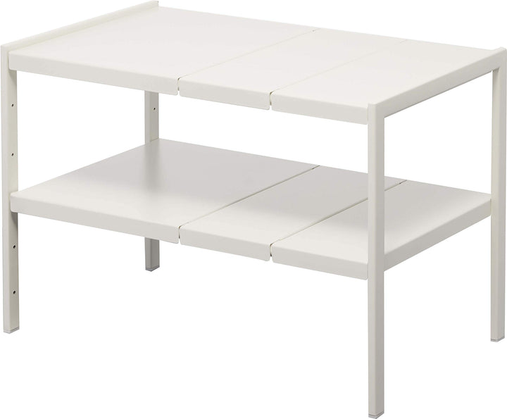 Yamazaki 4948 TOWER Ausziehbarer Organizer mit 2 Ebenen, weiss, Stahl, Minimalistisches Design