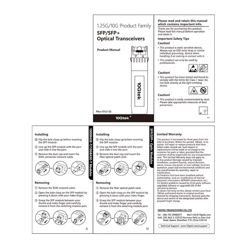 10Gtek 10/100/1000Base-T SFP RJ45 Modul, Auto-Negotiation Kupfer Mini-Gbic Transceiver Kompatibel fü