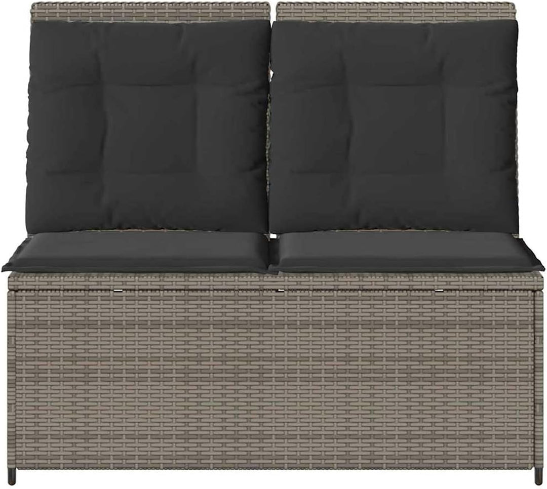 Homgoday Gartenliegebank mit Verstellbarer Rückenlehne - Poly-Rattan, Grau, 108 cm Sitzbreite, für E