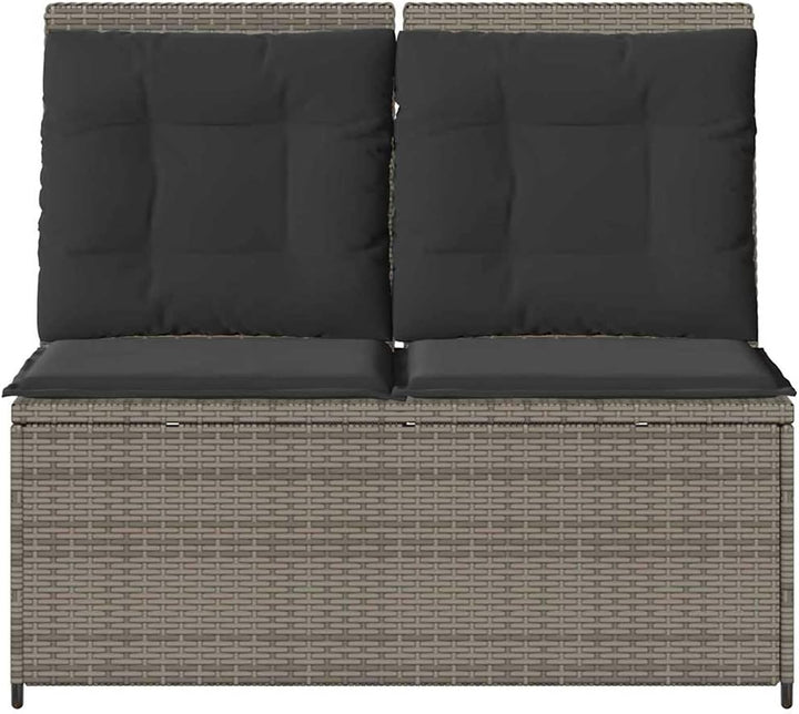 Homgoday Gartenliegebank mit Verstellbarer Rückenlehne - Poly-Rattan, Grau, 108 cm Sitzbreite, für E