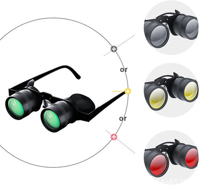 Fernglas-Brille, Freihändig, 10-Fach-Zoom-Optik, Fernglas-Brille mit 3 Polarisierten Linsen, Verstel