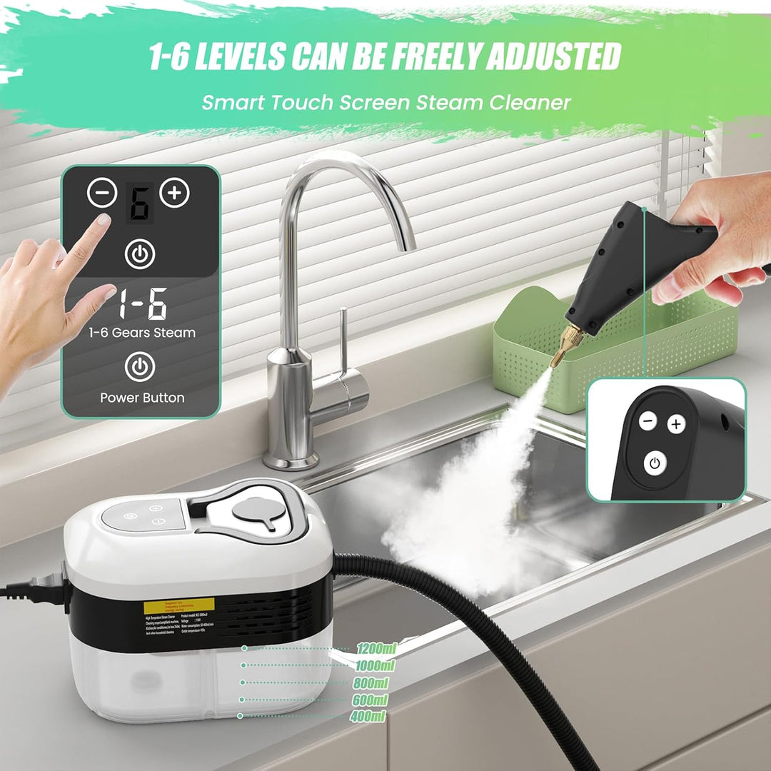 2500W Dampfreiniger Handgerät, 4.5 Bar Dampfreiniger für Alles, Tragbarer Steam Cleaner, 6 Einstellb