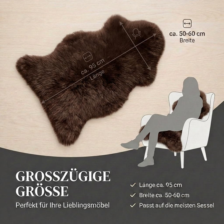 Premium Lammfell Schaffell von LANABEST. Echtes Fell mit ganz zarter Wolle. Kuschelfell, geruchsarm,