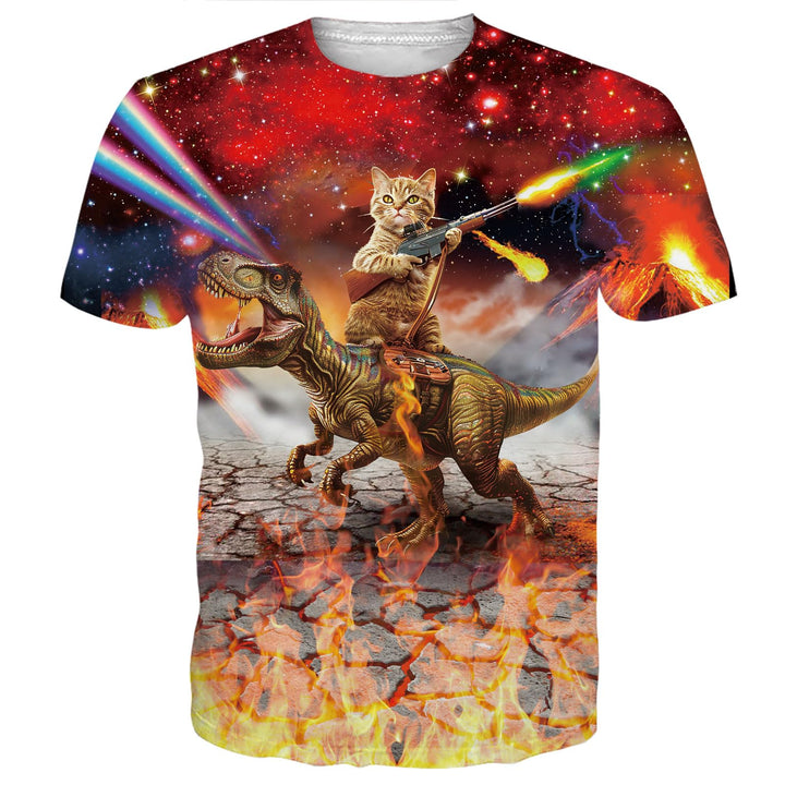 Loveternal Unisex T-Shirt 3D Druck Tee Shirt Sommer Beiläufige Grafik Kurzen Ärmeln Tops S-3XL Katze