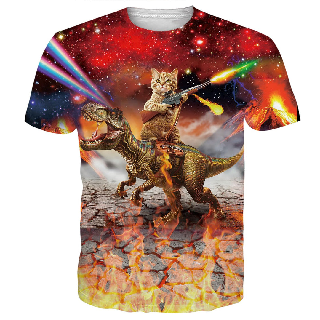 Loveternal Unisex T-Shirt 3D Druck Tee Shirt Sommer Beiläufige Grafik Kurzen Ärmeln Tops S-3XL M Kat