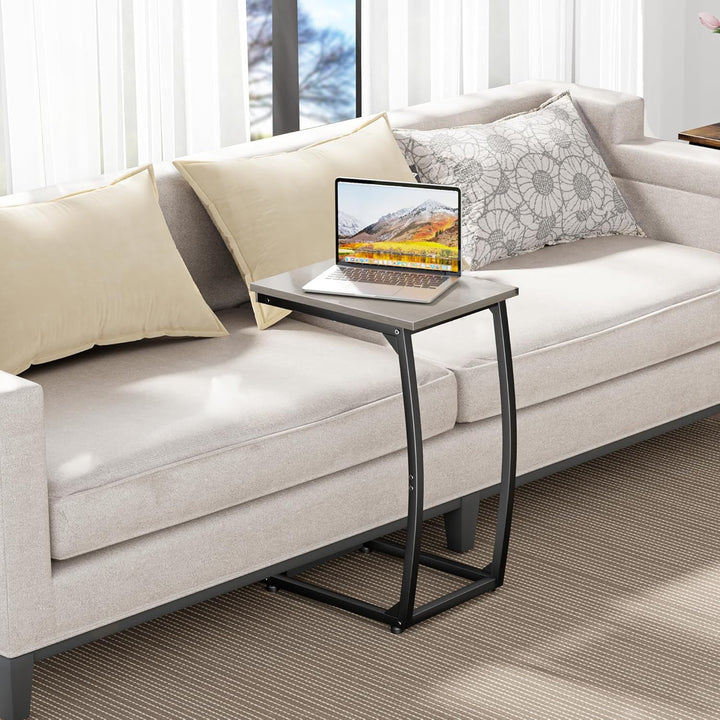 C-förmiger Beistelltisch 2er-Set, Beistelltisch für Couch, Gebogene Stützbeine, TV-Tablett, Tisch fü