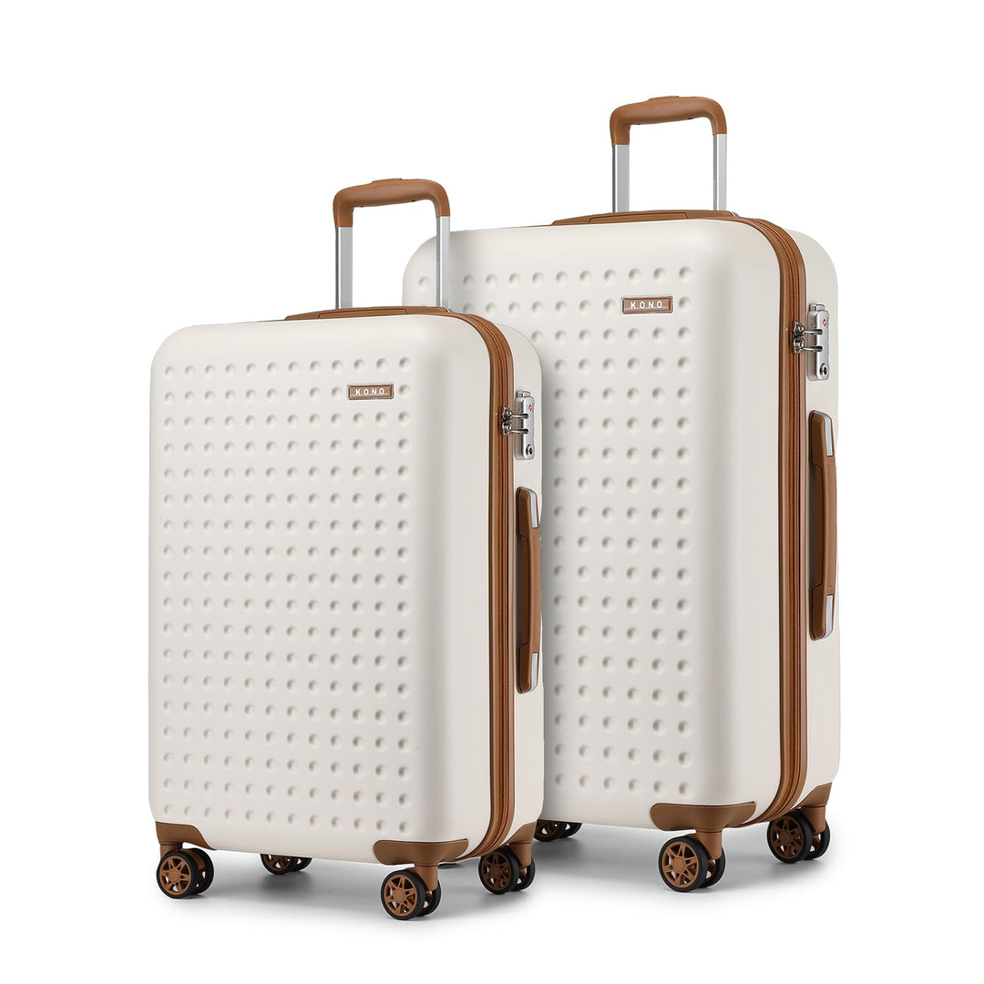 KONO Koffer Reisekoffer Trolley Kofferset 2 Teilig von ABS+PC Hartschalenkoffer mit TSA-Schloss, 4 R