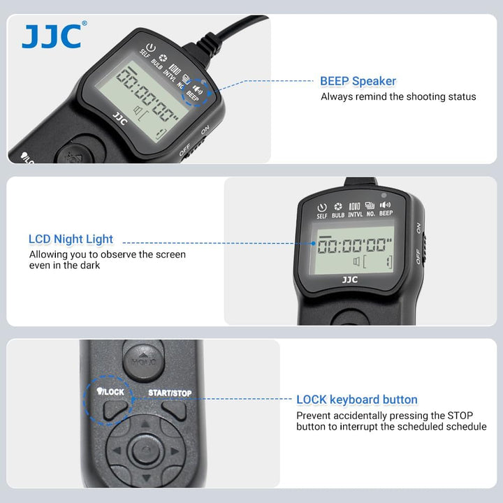 JJC Timer Fernbedienung mit Stativ Halter Klemme für Sony Alpha ZV-1 A6600 A6500 A6300 A7IV A7III A7