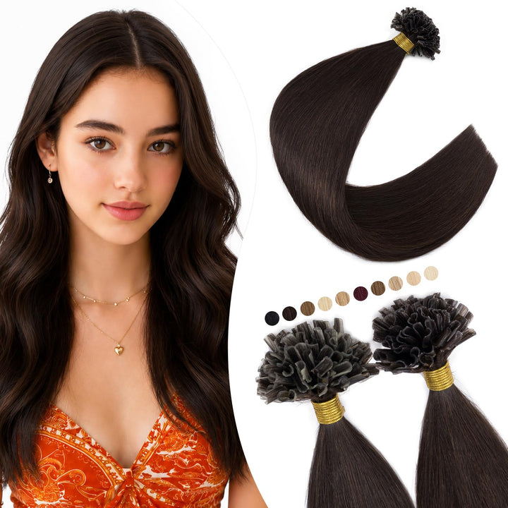 Elailite 200 Stück Extensions Echthaar Bondings 40cm 100g Haarverlängerung U-tips Keratin 0.5g/pcs #