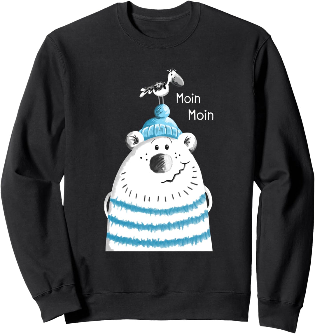 Moin Moin Seebär mit Möwe T Shirt Nordsee Norddeutschland Sweatshirt