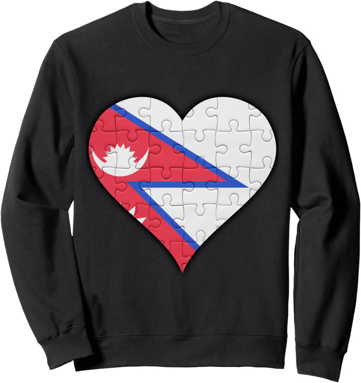Nepal Nepalesische Flagge Herz Sweatshirt
