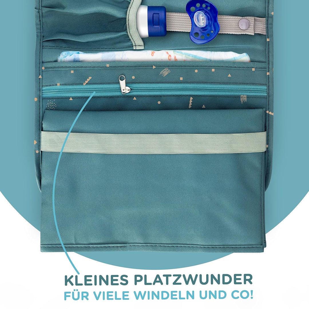 Jubi® Baby Windeltasche mit Wickelunterlage für unterwegs mit extra viel Platz - Kleine Wickeltasche