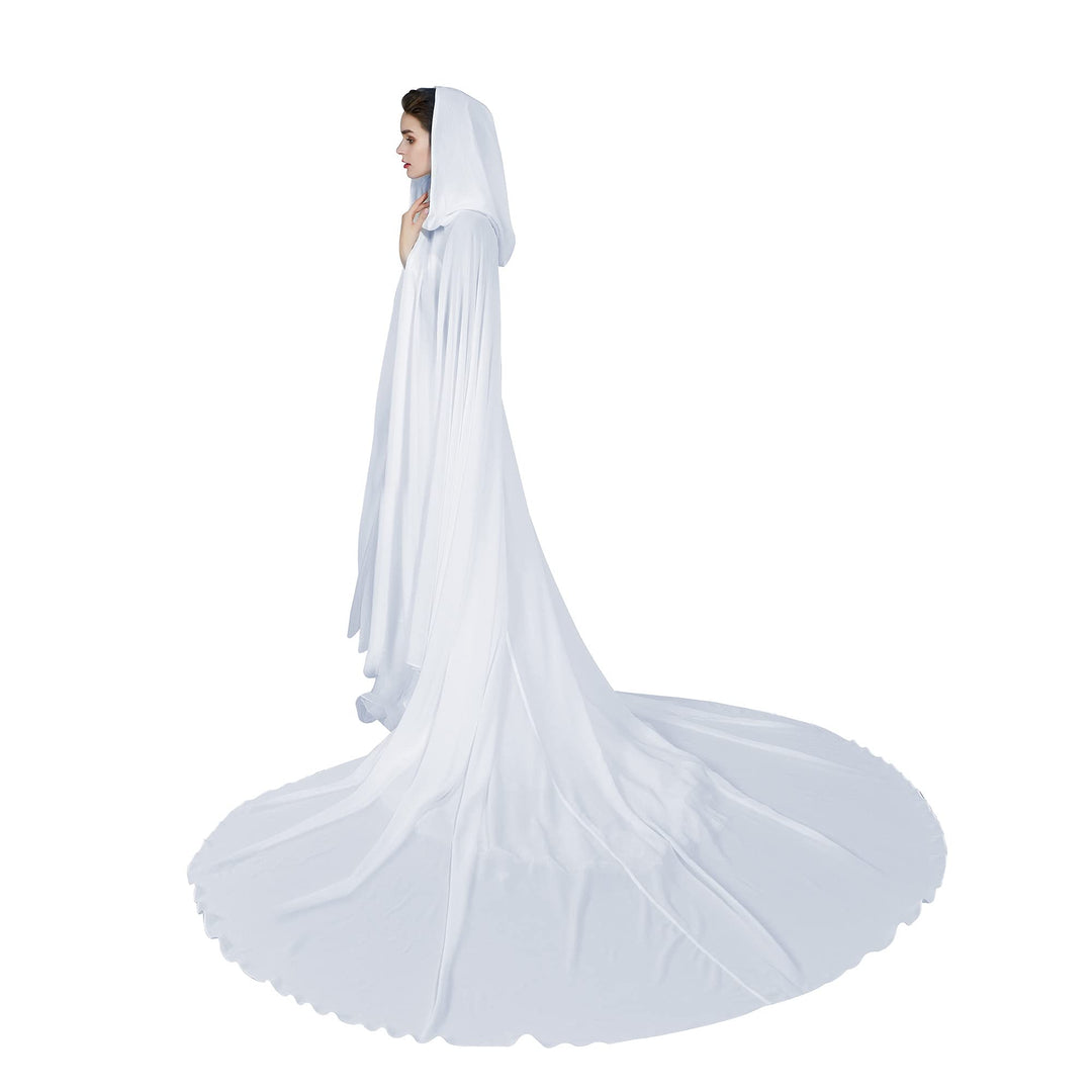 BEAUTELICATE Damen Umhang Chiffon Schal Cape Mantel mit Kapuze Super Langen Weicher Weiss Poncho 280