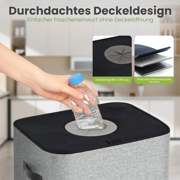 110L Gross Pfandflaschen Sammelbehälter mit Deckel, Flaschensammler Leergut,Recycling -Behälter Leer