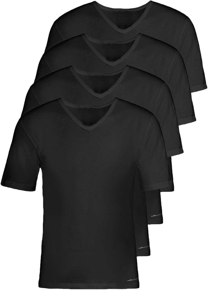 comazo Earth 4er Sparpack Herren V Shirt, Gr. 4-8 4 Schwarz, 4 Schwarz