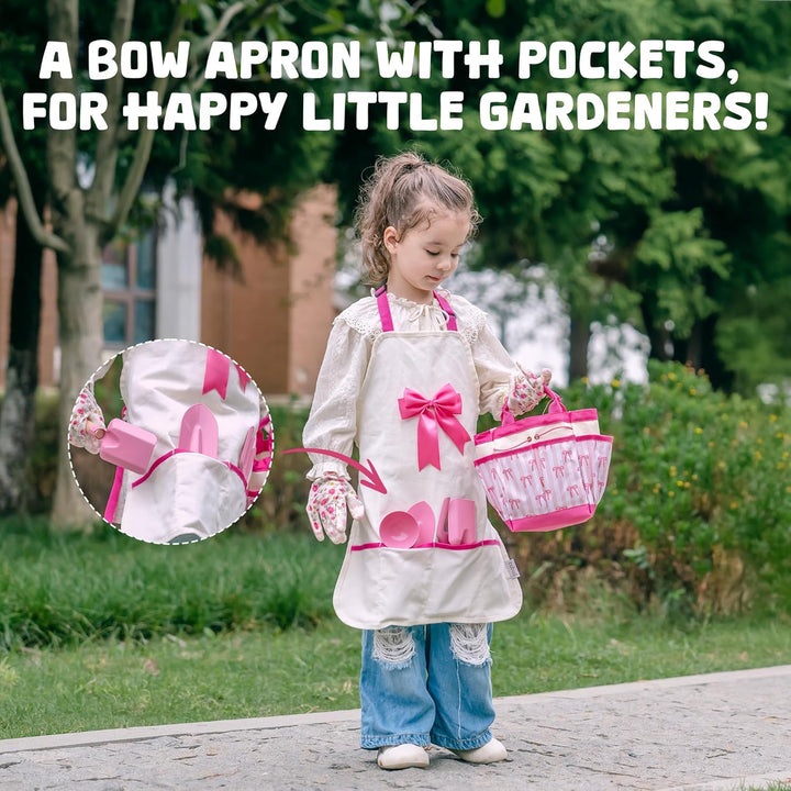 ROBUD Kinder Gartenwerkzeug Set, Gartenset Kinder Gartenarbeit, Gartenspielzeug Mädchen, 18-teilig m