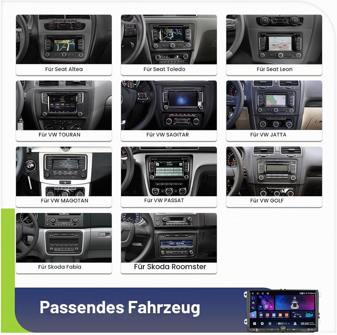 CAMECHO 4G+64G Android 15 Autoradio für VW Golf 5 Polo Skoda mit Navi Carplay Android Auto,9 Zoll Do