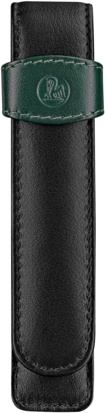 Pelikan 923524 Schreibgeräte-Etui Leder TG 12 Stiftablagen, 1 Stück TG12 Schwarz-grün, TG12 Schwarz-