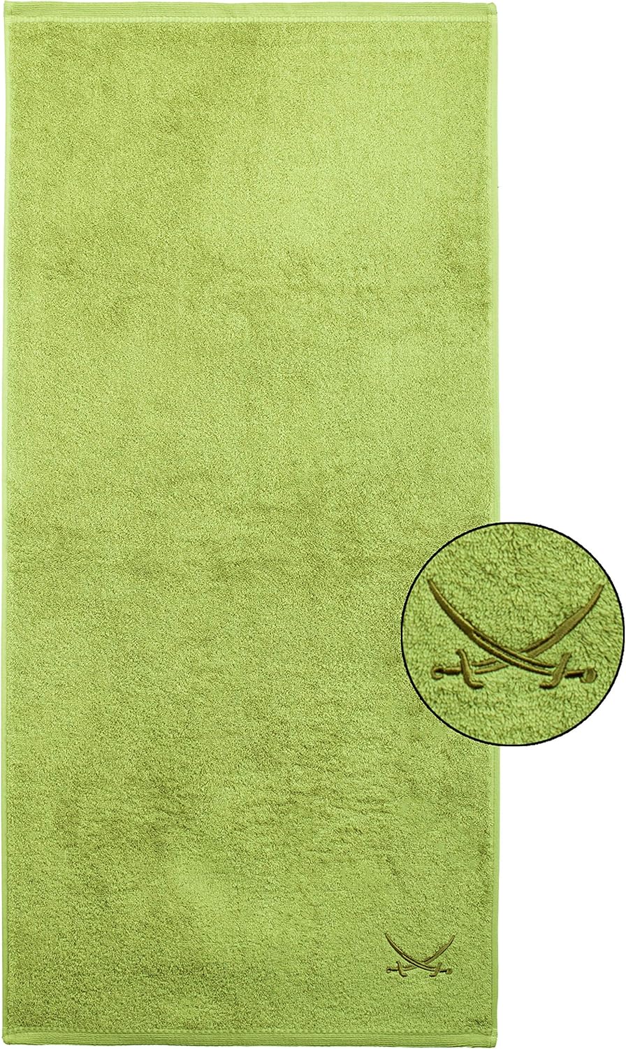 Sansibar Duschtuch 2er Set 70x140 cm 100% Baumwolle mit gesticktem Säbel Logo Badtuch Handtuch Grün
