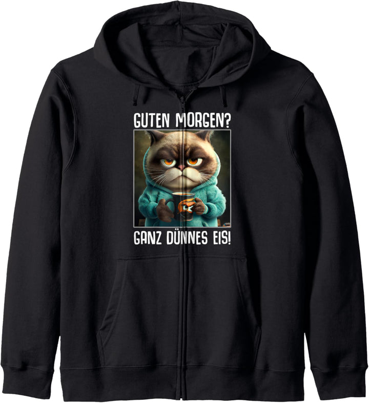 Guten Morgen Ganz dünnes Eis Shirt Lustige Sprüche Kaffee Kapuzenjacke