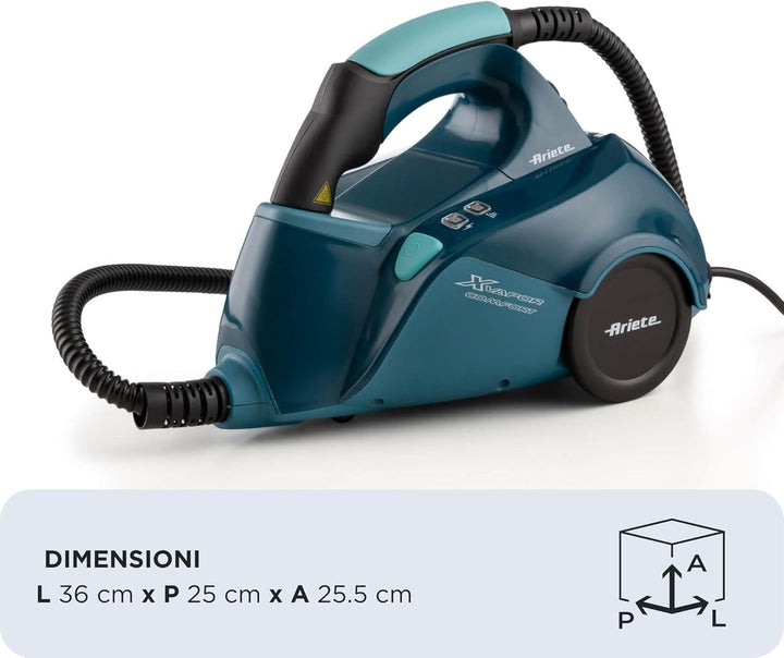 Ariete 4145 XVapor Comfort Dampfreiniger, tötet 99,9% Keime und Bakterien, Zubehör-Set, Dauerdampf 4