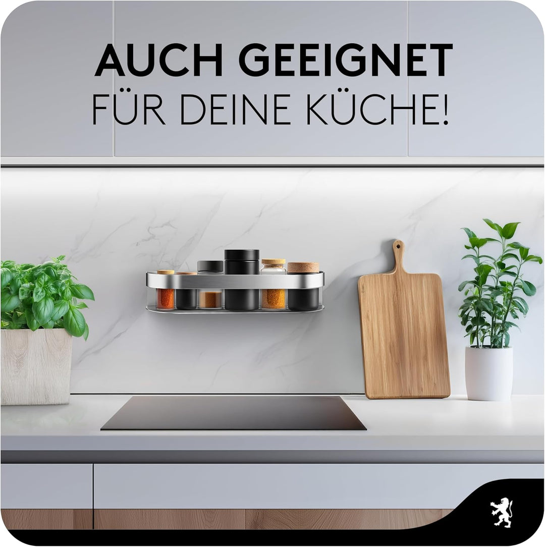 GUTTENBURG Duschablage ohne Bohren (38x8cm, 2200cm³) | klebt hochfest, 10kg Tragelast | gebürsteter