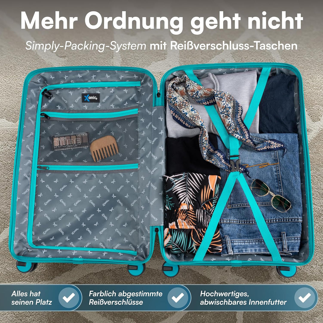 Xonic® Hartschalenkoffer Serie aus Polypropylen mit 360° Doppelrollen & TSA-Schloss – Reisekoffer in