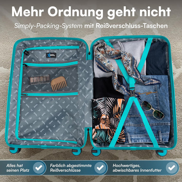 Xonic® Hartschalenkoffer Serie aus Polypropylen mit 360° Doppelrollen & TSA-Schloss – Reisekoffer in