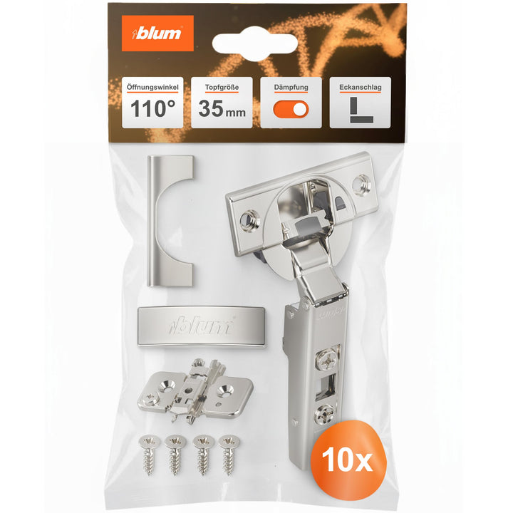 BLUM 10x CLIP top BLUMOTION Möbelscharnier 110° I Softclose Topfscharnier 35mm I separat montierbare