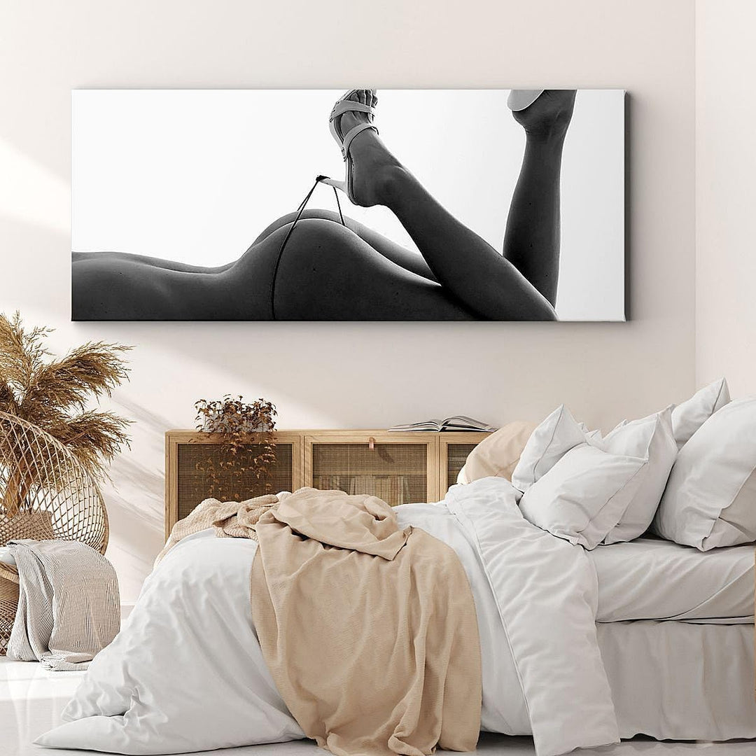 Panorama Bilder auf Leinwand 100x40cm Leinwandbild mit Rahmen Frau Akt Pose Gross Wanddeko Bild Schl