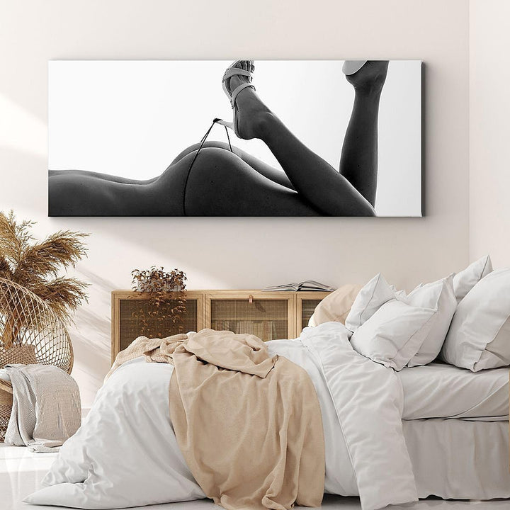 Panorama Bilder auf Leinwand 100x40cm Leinwandbild mit Rahmen Frau Akt Pose Gross Wanddeko Bild Schl