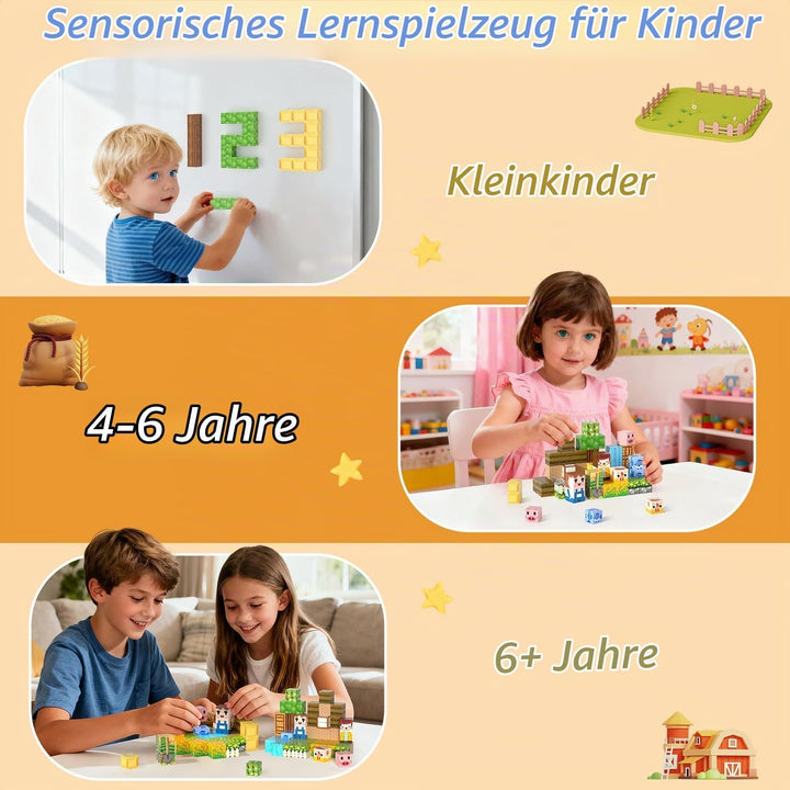Magnetische Bausteine, Mini Magnet Bausteine mit Tragbaren Box 54 PCS, Travel Set für Kinder Jungen