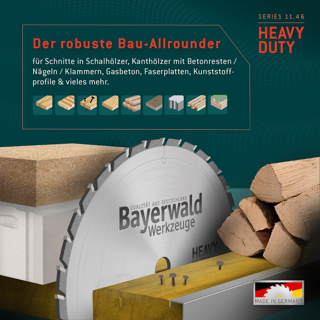 Bayerwald - HM Kreissägeblatt - Ø 160 mm x 2,8 mm x 20 mm | Wechselzahn (24 Zähne) | Nebenlöcher: 2/